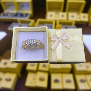 Judith Ripka 925 Sterling Silver Gold Vermeil CZ Dome Ring Designer Size 8